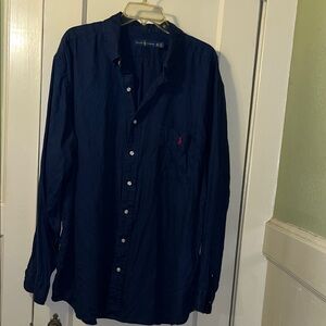 Polo Ralph Lauren Dark Blue Linen Button Down Shirt